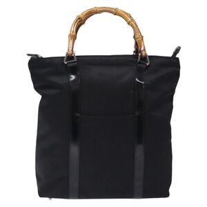 Gucci Bamboo Black Nylon Tote Bag (Pre-Owned)